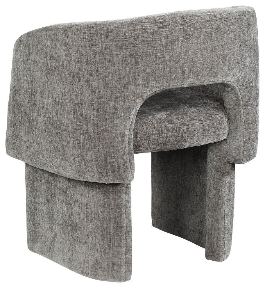 Emmet Boucle Fabric Dining Chair / Accent Chair, Grey, Chenille Fabric