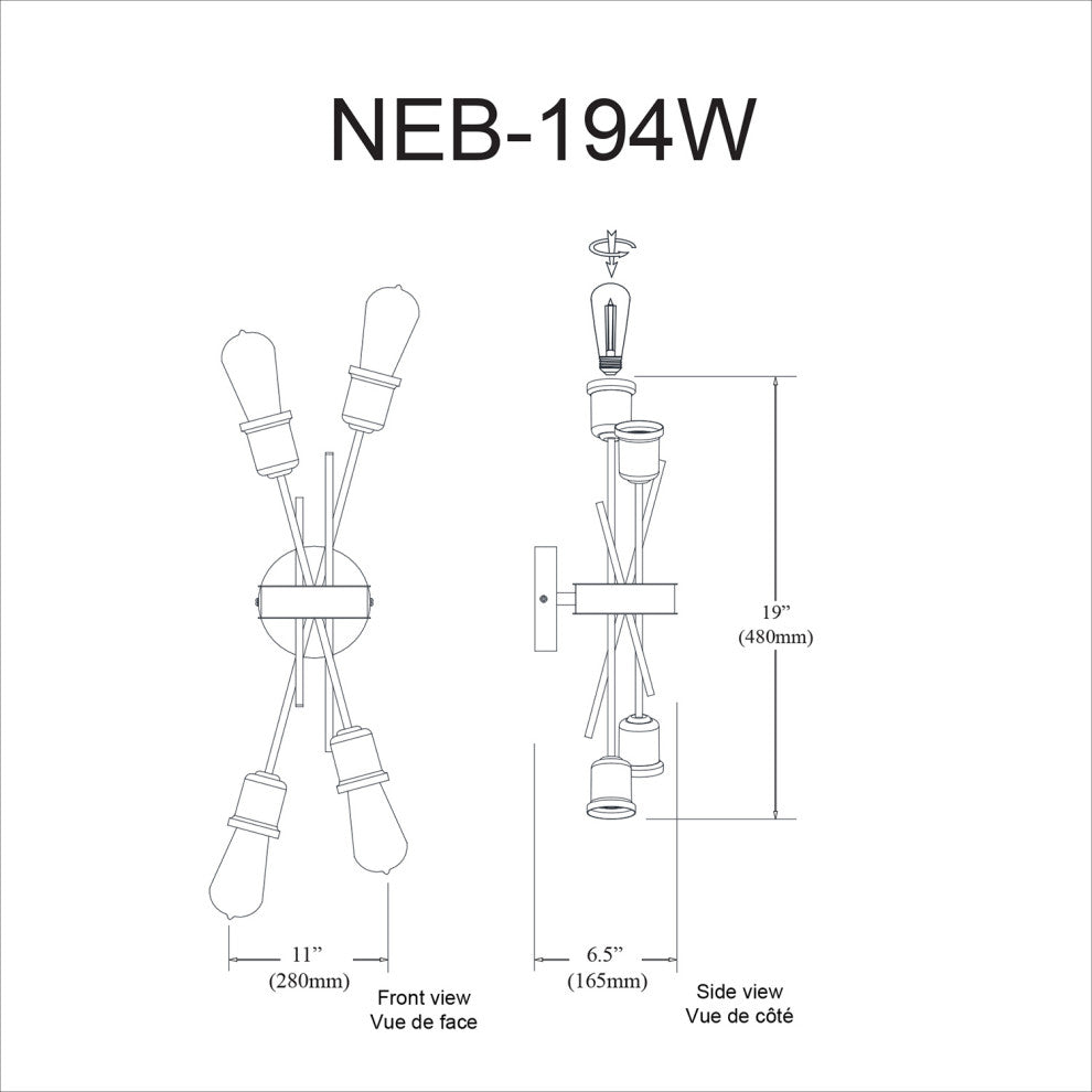 4-Light Incandescent Wall Sconce Matte White