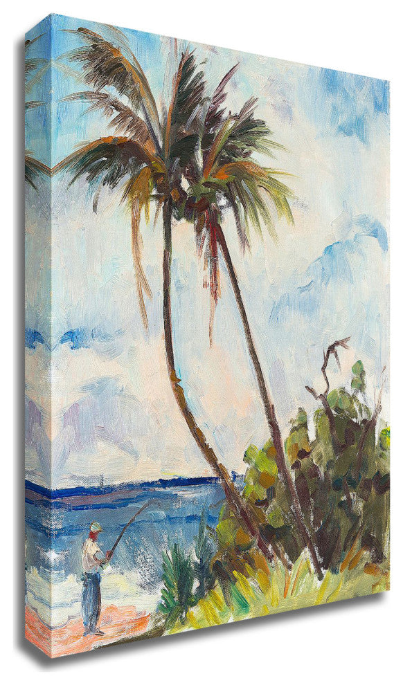 "Fishing under Palms" by Richard A. Rodgers, Print on Canvas
