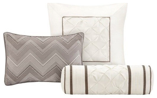 Madison Park Laurel 7 Piece Tufted Comforter Set in Taupe