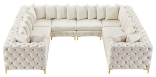Tremblay Velvet Upholstered 8-Piece Modular U-Shaped Sectional, Cream