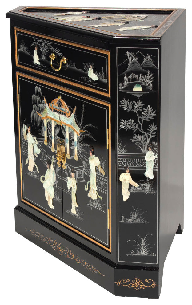 Black Lacquer Corner Cabinet Royal Ladies