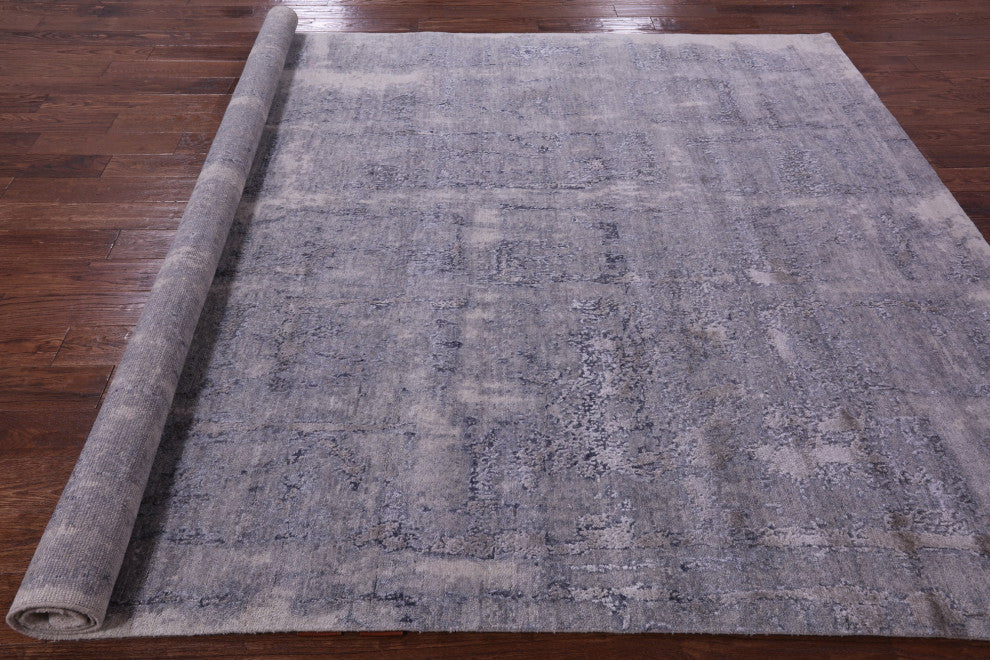 7' 10" X 10' 0" Hand-Knotted Abstract Wool & Silk Rug - Q13091