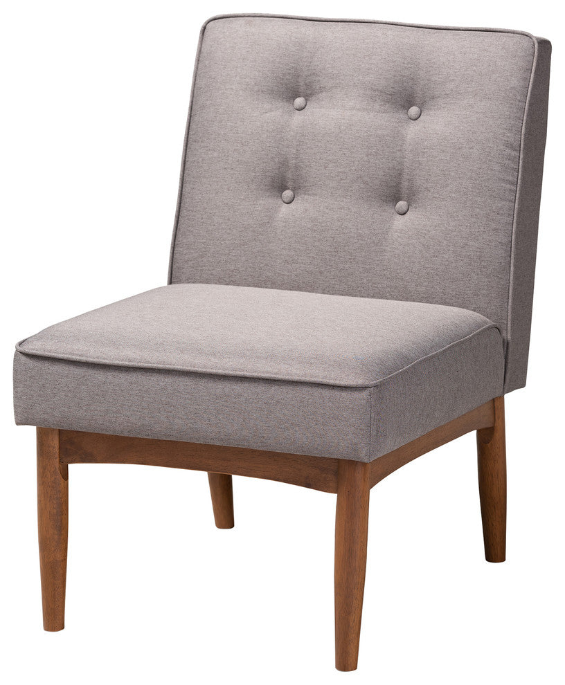 Marleen Mid-Century Modern Gray Fabric Wood Dining Chair
