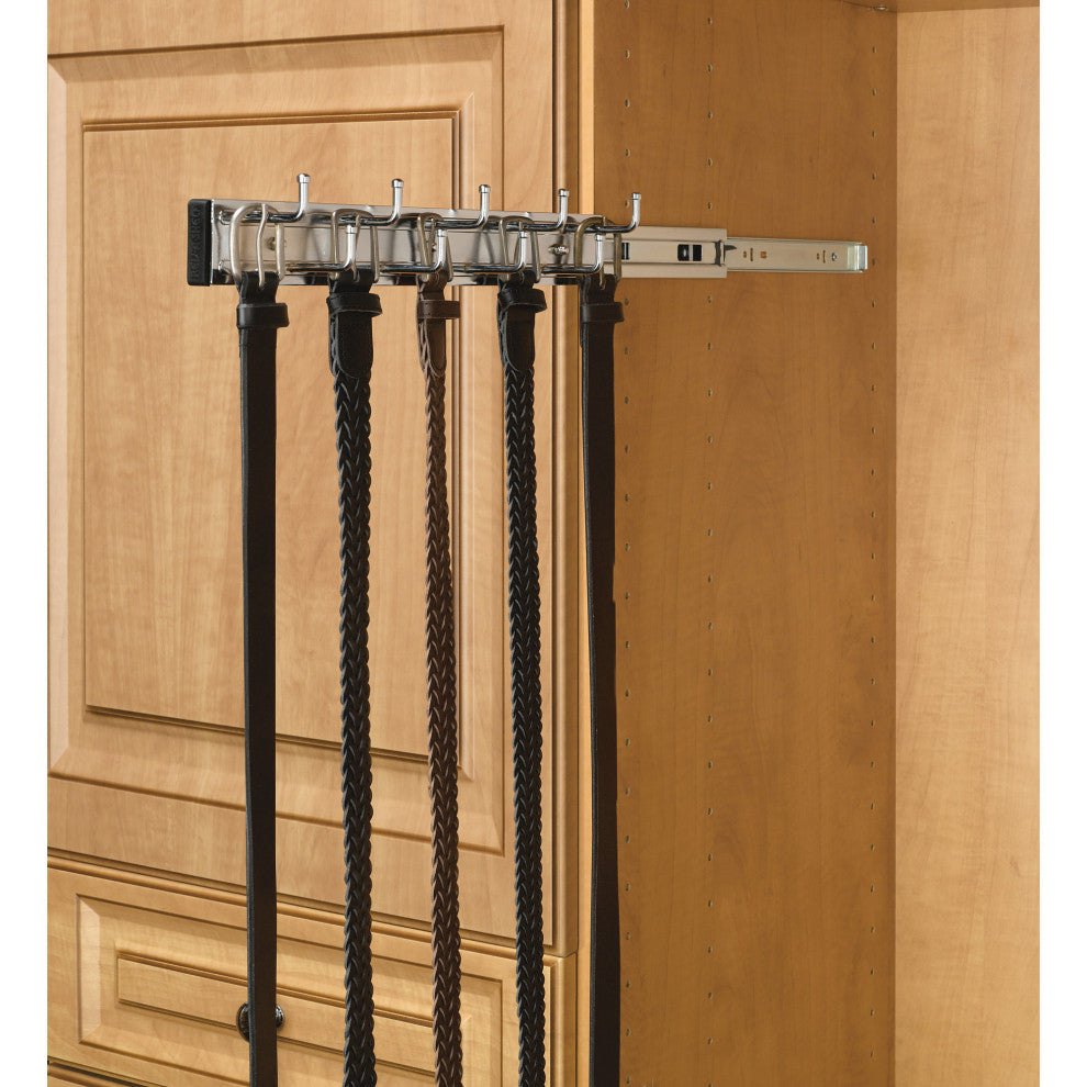 Sliding Belt Rack for Custom Closet Systems, Chrome