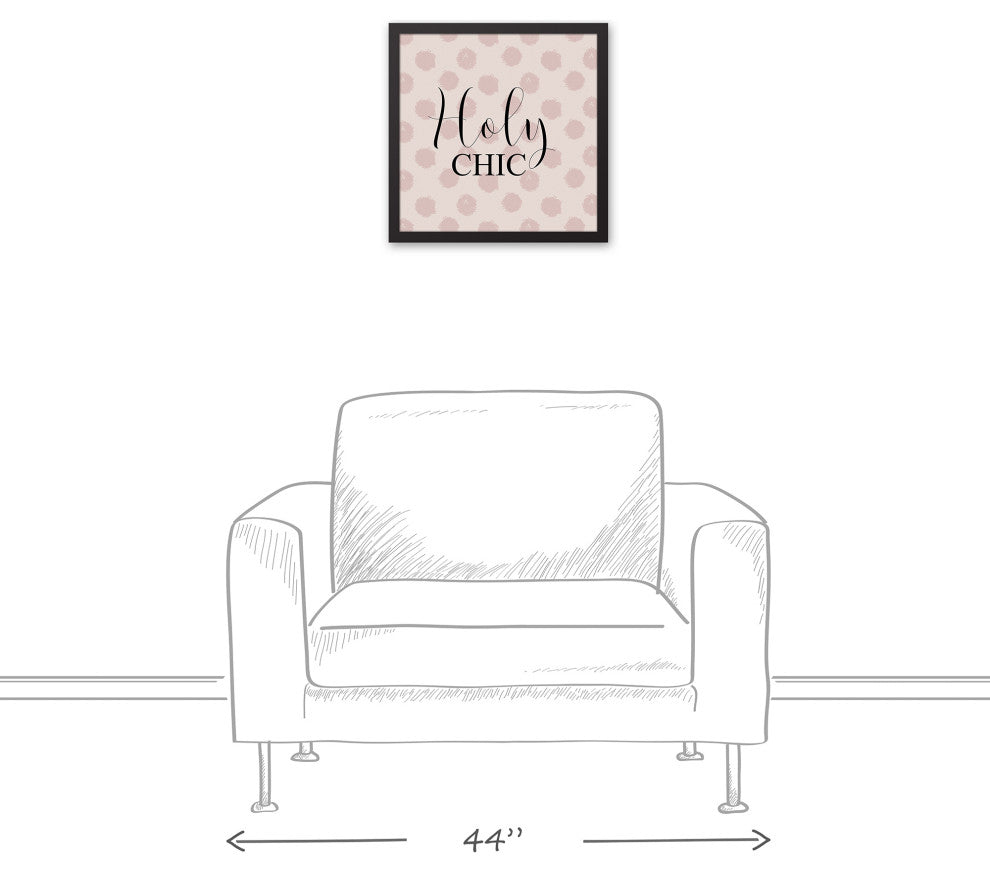 Holy Chic Pink Polka Dots on Cream 13.73x13.73 Black Framed Canvas