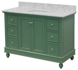 Bella 48" Bathroom Vanity, Sage Green, Carrara Marble