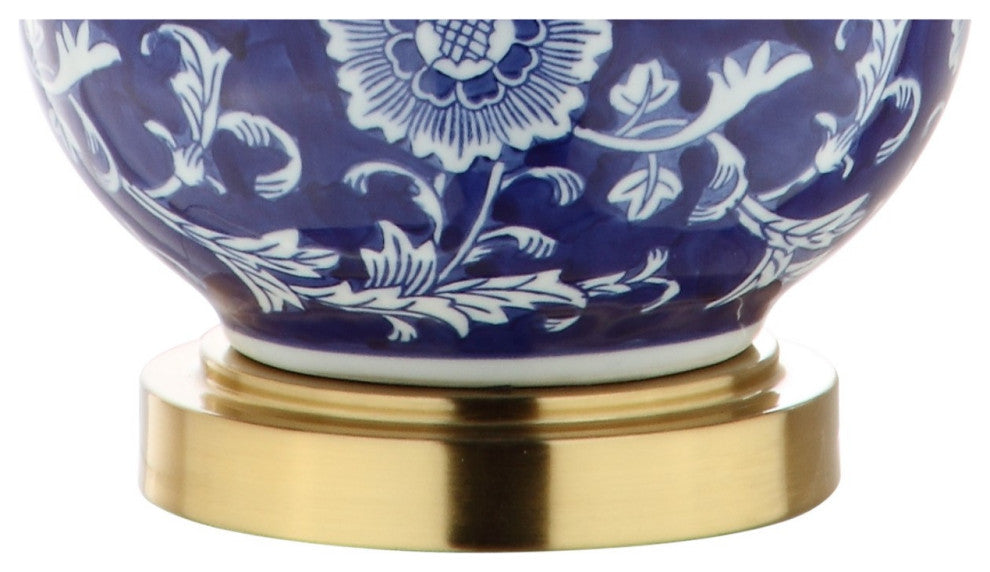 Lee 27" Ceramic Chinoiserie Table Lamp, Blue and White