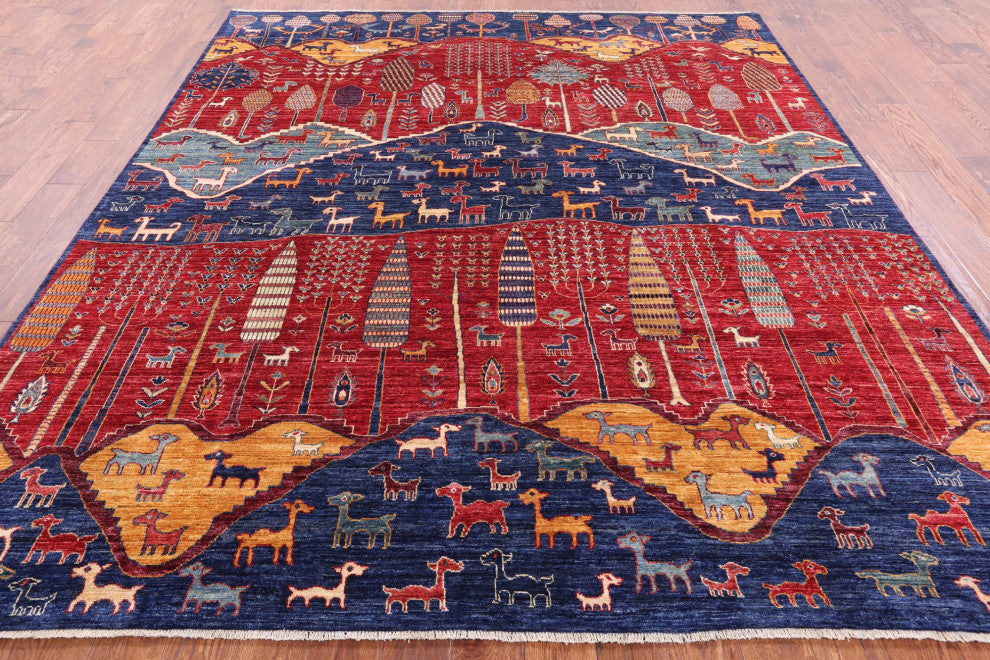 8' 3" X 9' 10" Handmade Tribal Persian Gabbeh Wool Rug Q7921
