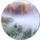 Foggy Autumn Dawn Panorama, Landscape Round Wall Art, 36"