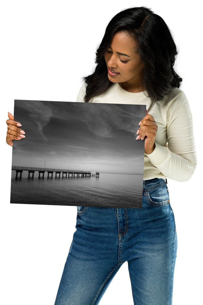 End of the Pier Landscape Photo, Beach Unframed Wall Art Print, 11" X 14"