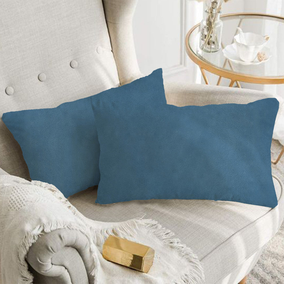 A1HC Soft Velvet Pillow Covers, YKK Zipper, Set of 2, Navy Blue, 12"x20"