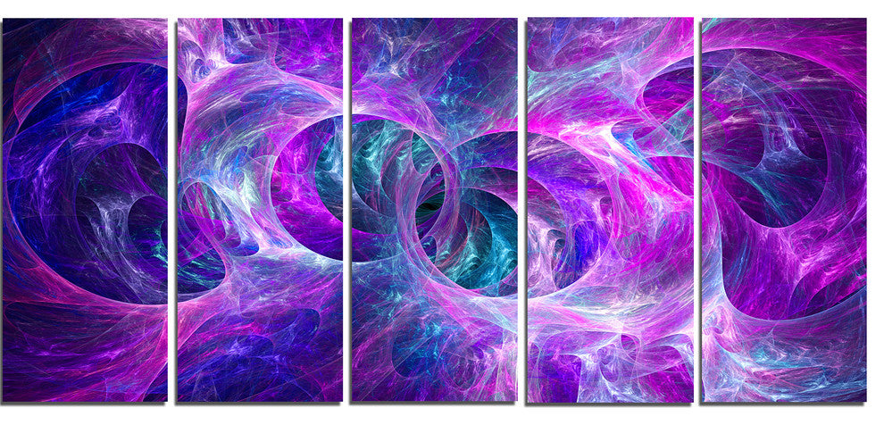 Snow Purple Fractal Texture, Abstract Canvas Art Print, 60"x28", 5 Panels