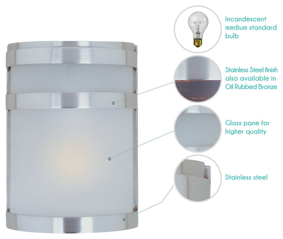 Maxim Arc 1-Light Outdoor Wall Lantern Stainless Steel - 5000FTSST