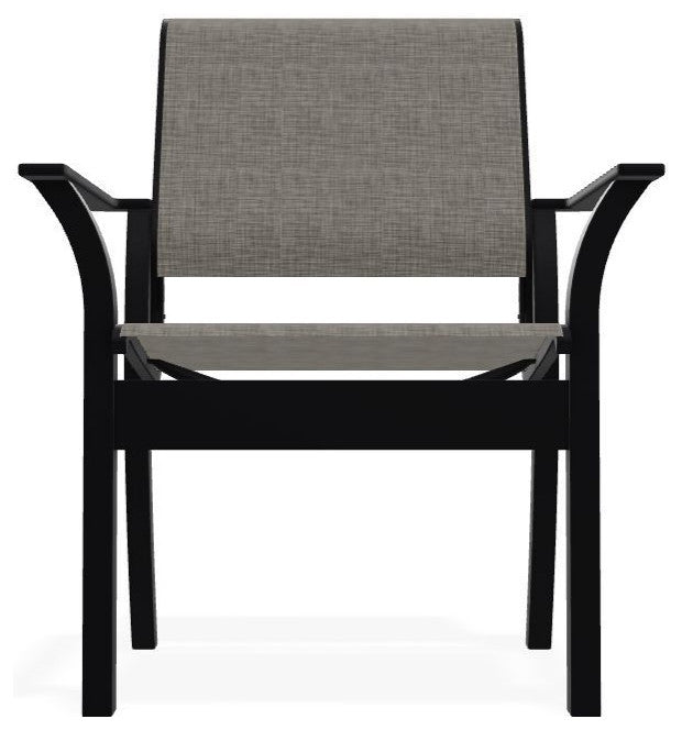 Leeward Sling Stackable Outdoor Dining Chair, Storm/Black