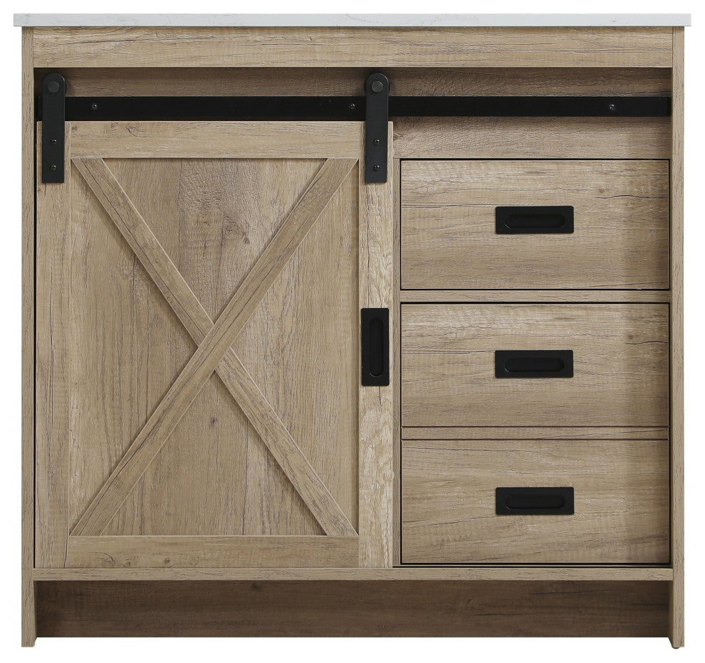 Home Living 36" Single Bathroom Vanity, Natural Oak