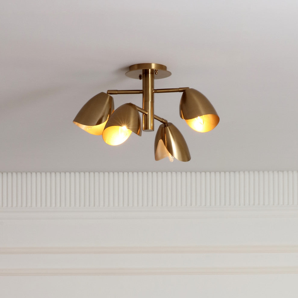 Splay 4 Light Ceiling Light Brass