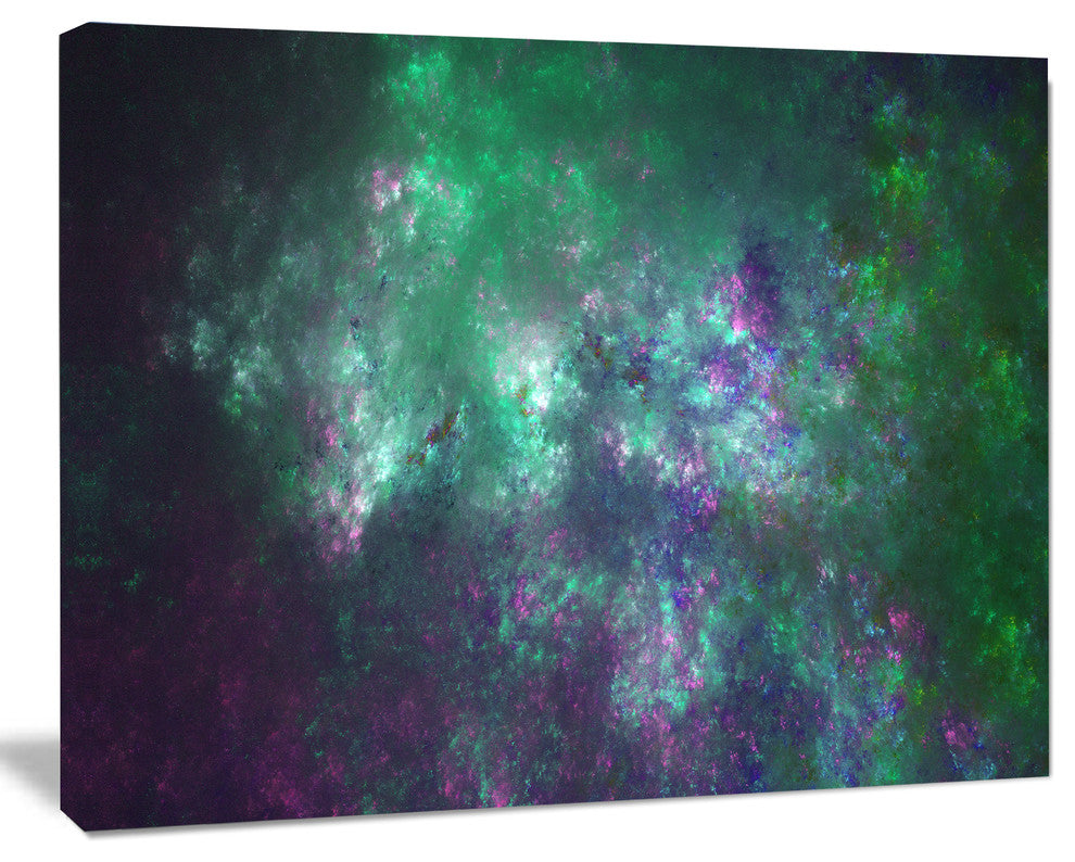 Green Starry Fractal Sky, Abstract Canvas Art Print, 20x12