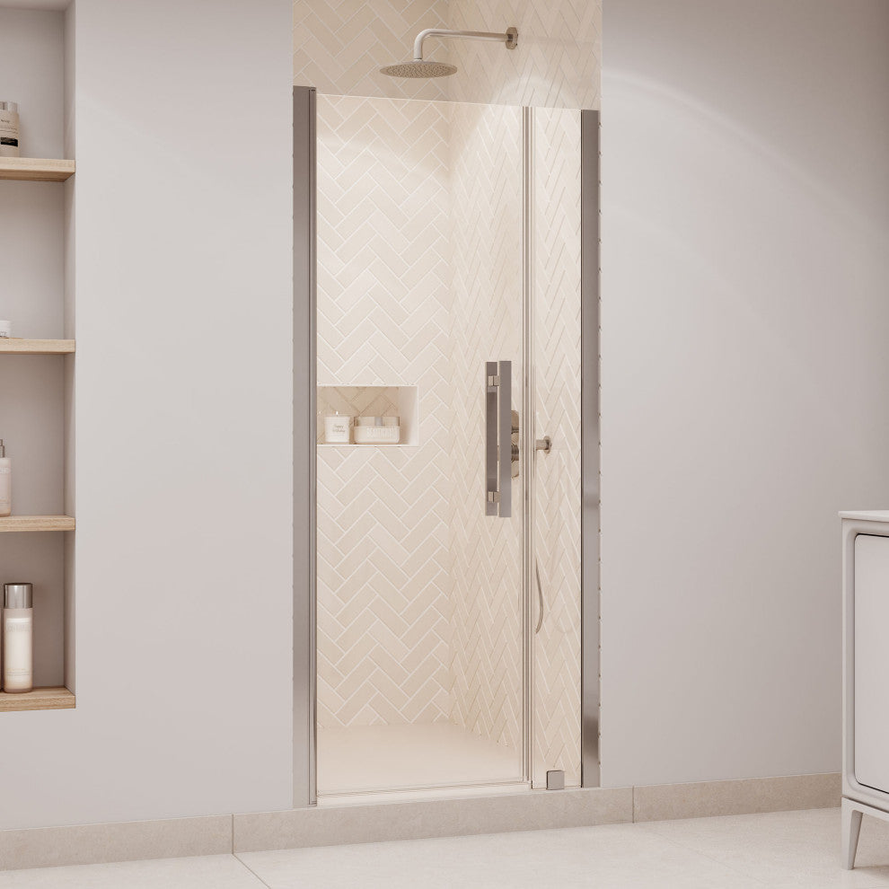 Pasadena 33 3/4-35 3/4"Wx72"H Alcove Pivot Shower Door Satin Nickel