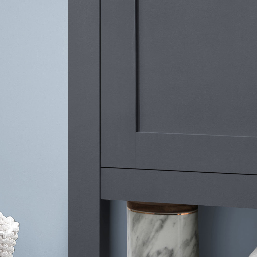 Ove Decors Vegas Single Sink Bathroom Vanity Set With Countertop, White, Dark Charcoal, 36"