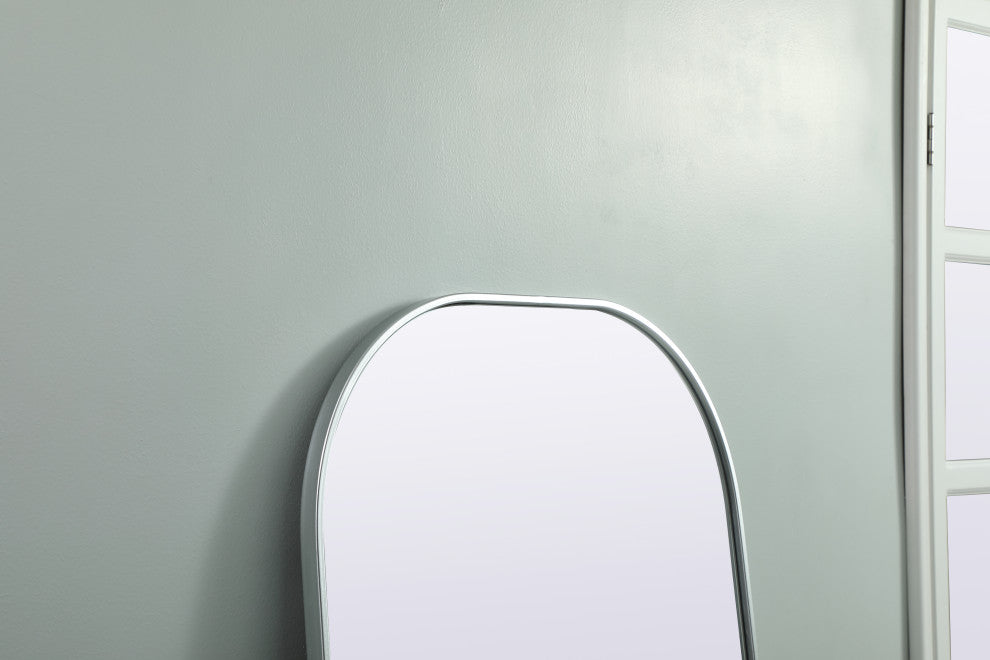 Metal Frame Arch Full Length Mirror 28X74 Inch, Silver