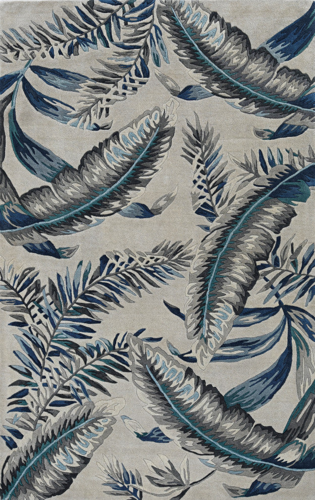 KAS Havana 2626 Gray/Blue Tropics Area Rug, 2'3"x8' Runner