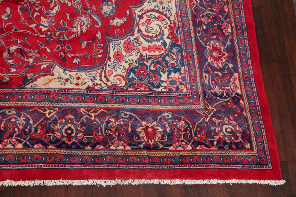 Consigned, Vintage Oriental Handmade Persian Traditional Area Rug, Red, 10x14