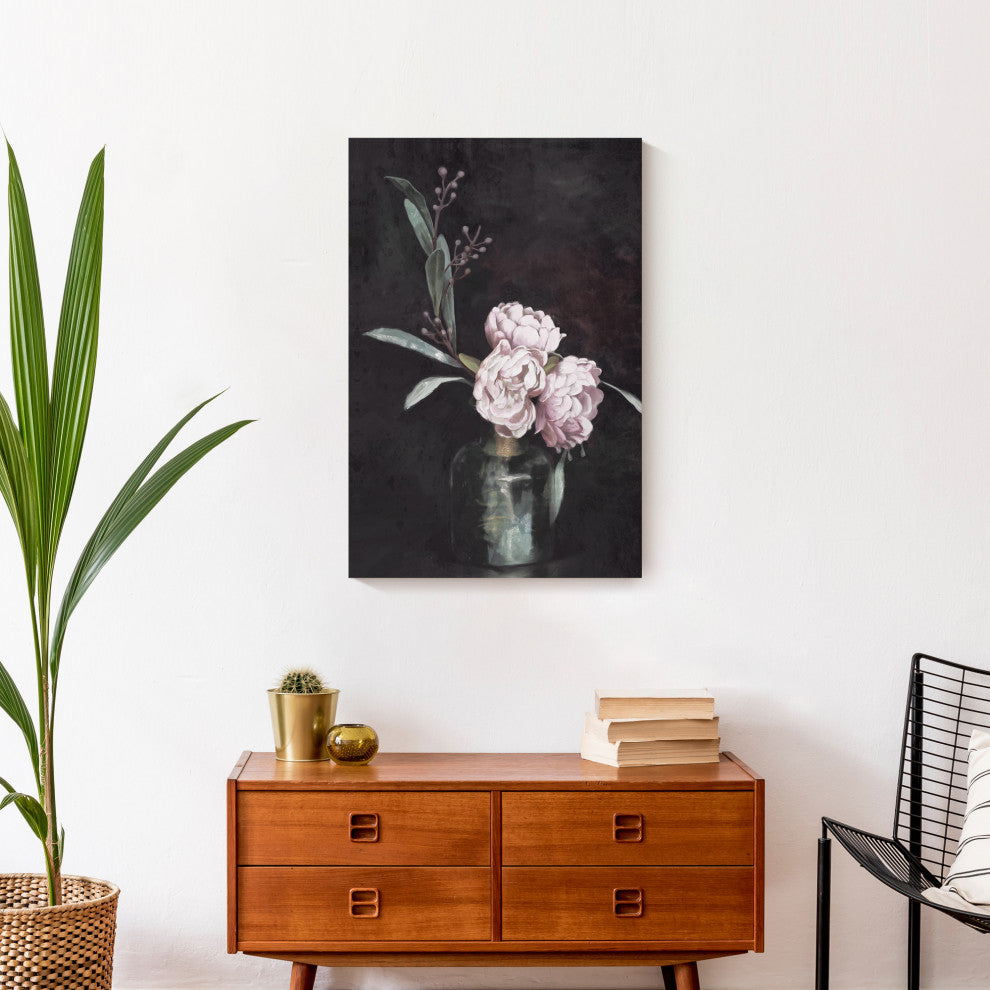 Dramatic Blush Florals 16x24 Canvas Wall Art