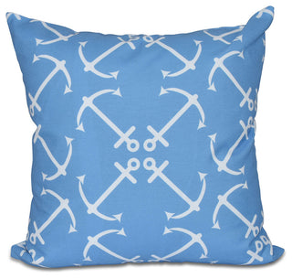 Anchor's Up, Geometric Print Pillow, Mid Blue, 20"x20"