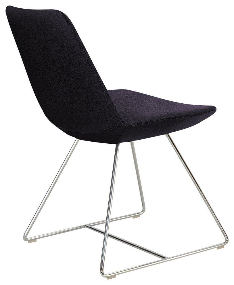 Eiffel Wire Dining Chair, Chrome Base, Black Ppm