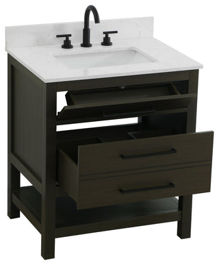 Home Living 30" Single Bathroom Vanity, Mocha Brown With Backsplash