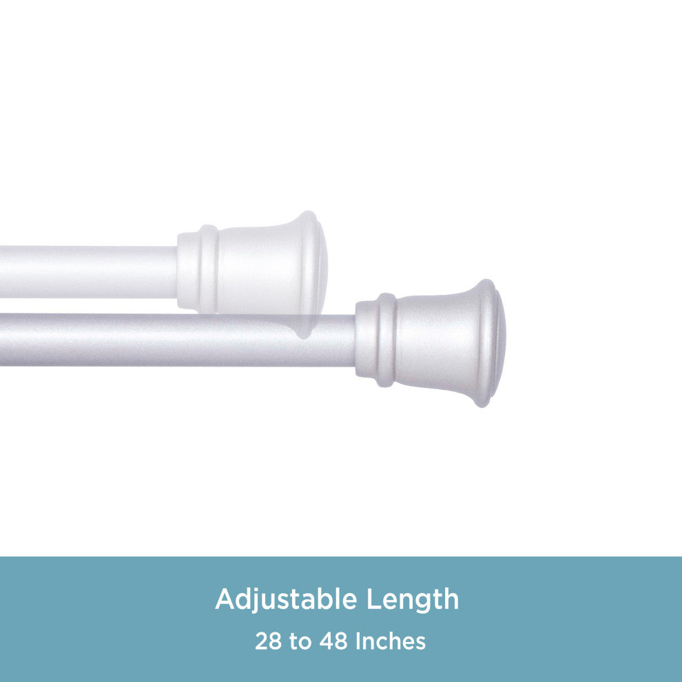 Kenney Trumpet 5/8 Decorative Curtain Rod & Holdback Set, Satin Nickel, 28-48