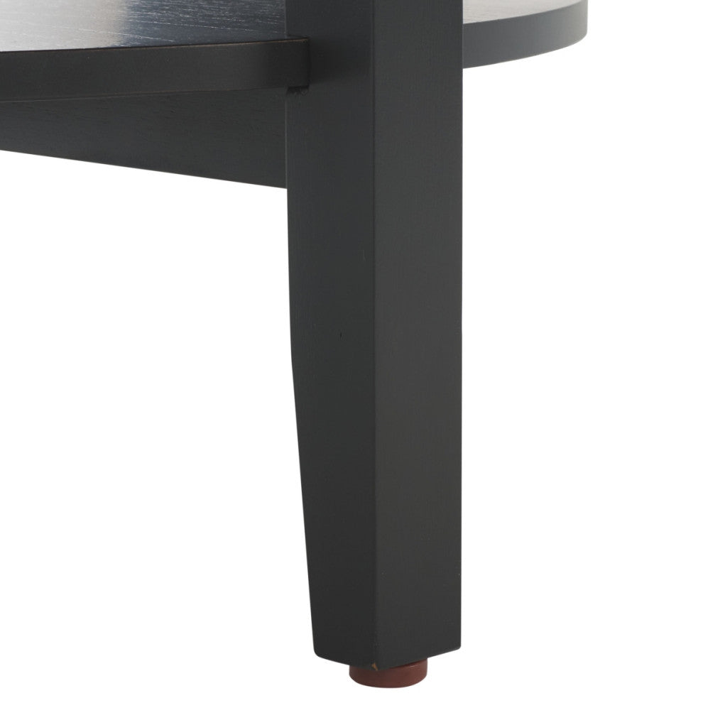 Safavieh Couture Leonardi Roundd Wood Accent Table, Black
