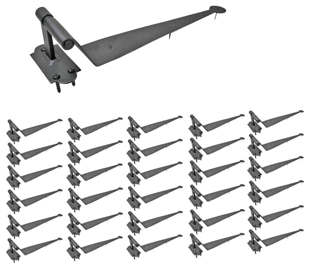 30 Pack Black Offset Strap Pintle Hinge 11 3/4" L Cast Iron Shutters, Door, Gate