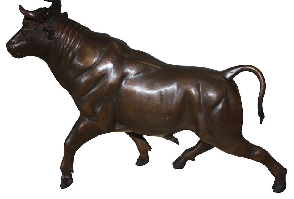 15" Bull Head Up Bronze Statue