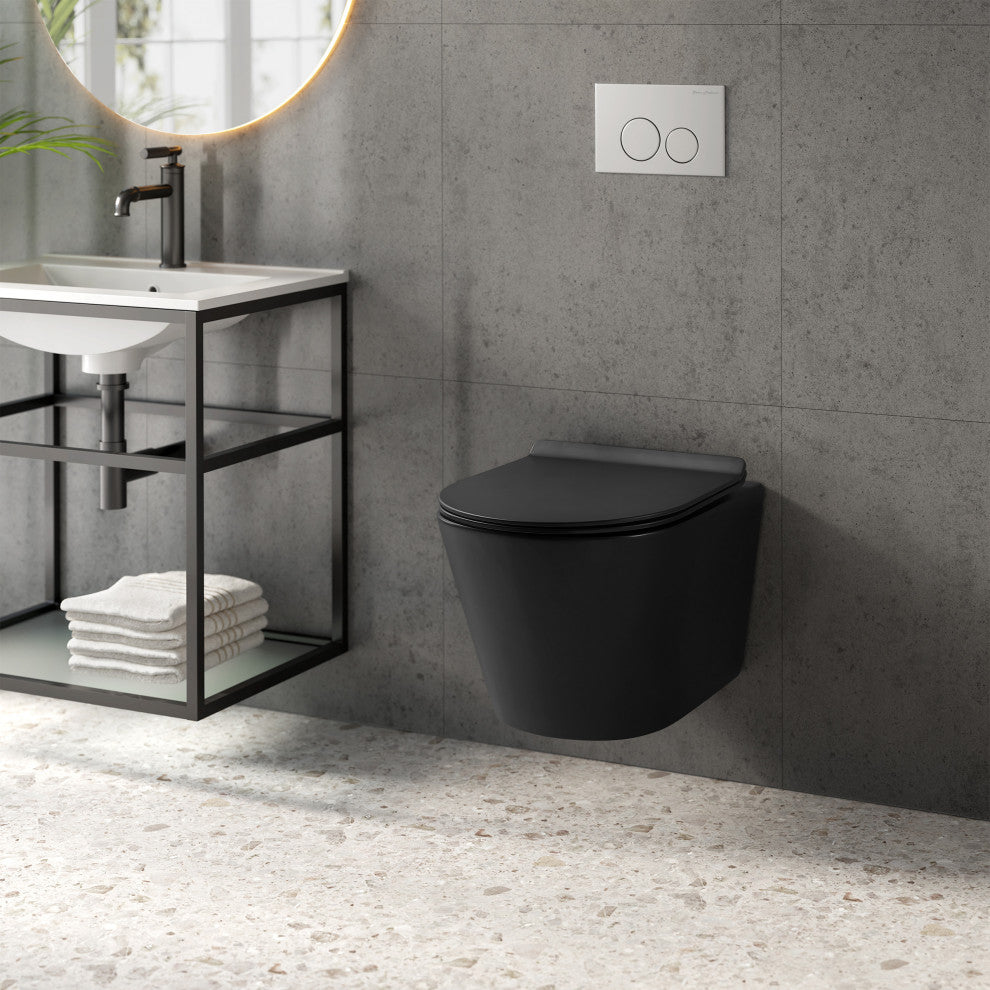 Calice Wall-Hung Round Toilet Bowl, Matte Black