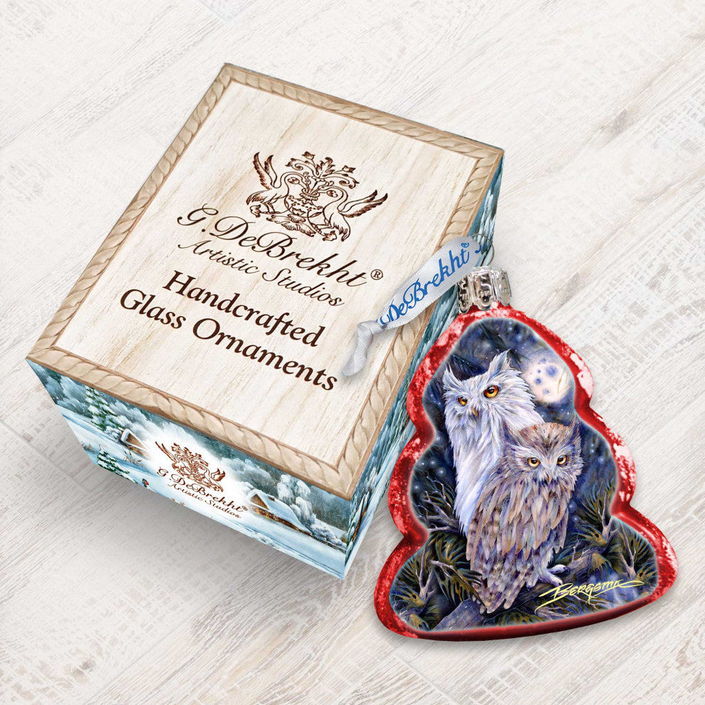 Night Watch Owls Mercury Glass Ornament