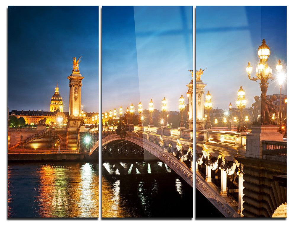"Pont Alexandre III Bridge" Photo Metal Wall Art, 3 Panels, 36"x28"