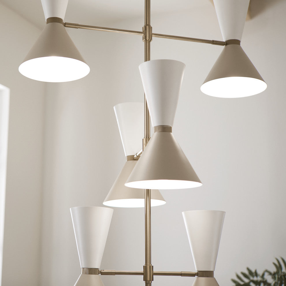 Phix 12 Light Chandelier Foyer, Champagne Bronze and Greige