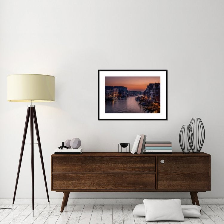 "Venice Grand Canal At Sunset" Framed Digital Print by Karen Deakin, 38"x28"