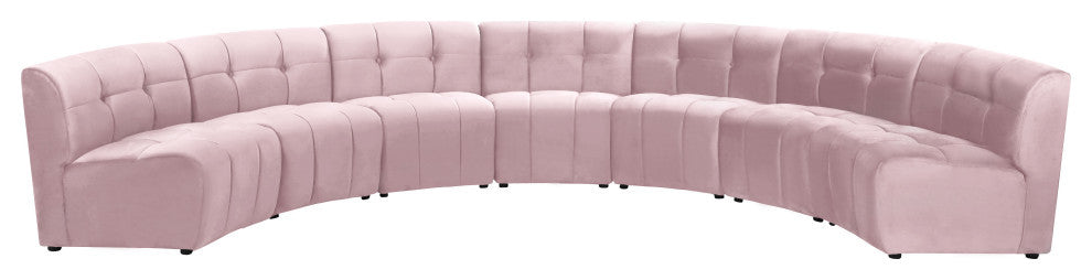 Limitless Velvet Upholstered 7-Piece Modular Sectional, Pink