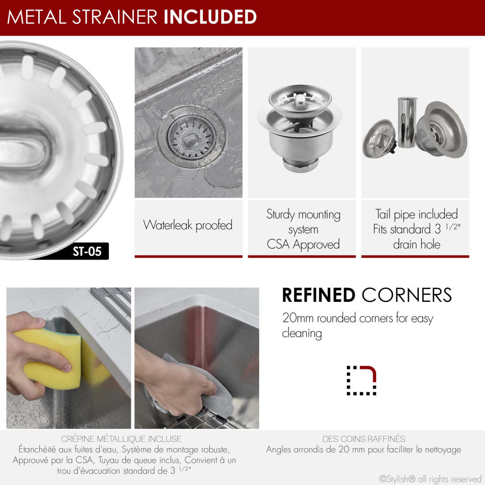 STYLISH Valencia Dual-Mount 31" Stainless Steel Single-Bowl Kitchen Sink