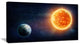 Planet Earth and Sun, Landscape Canvas Art Print, 32"x16"