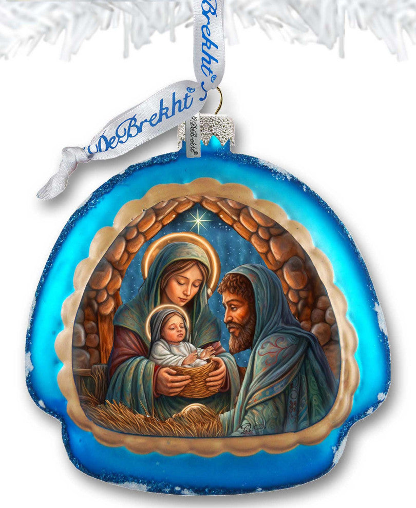Holy Family Rainbow Glass Ornament Nativity Holiday Decor