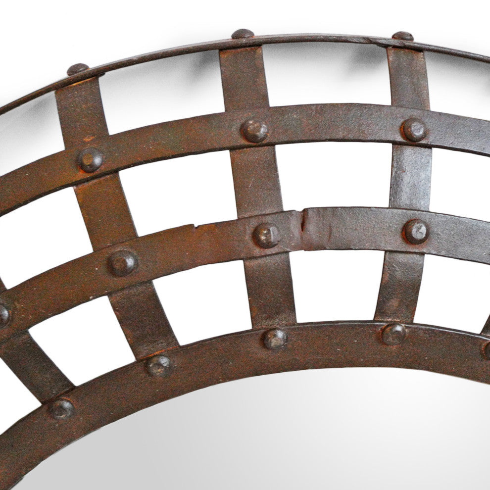 Industrial Round Iron Cage Mirror