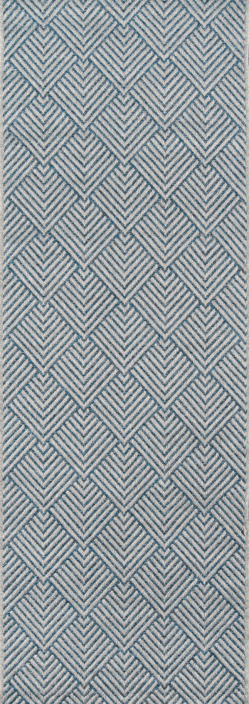 Como COM-3 Indoor Outdoor Rug, Blue, 2'x6' Runner