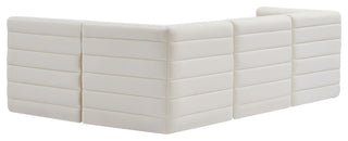 Quincy Velvet Upholstered 4-Piece L-Shaped Modular Sectional, Cream