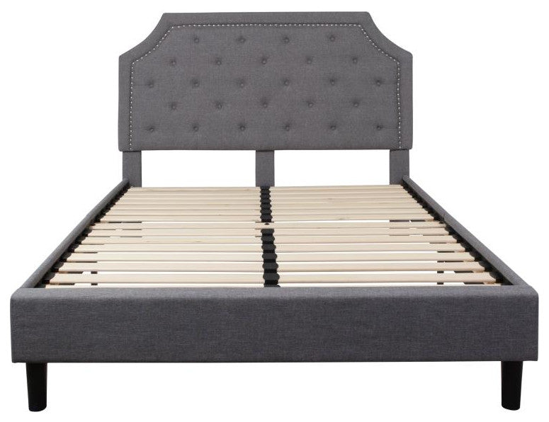 Brighton Tufted Platform Bed w/10" Pocket Spring Mattress,Light Gray-King