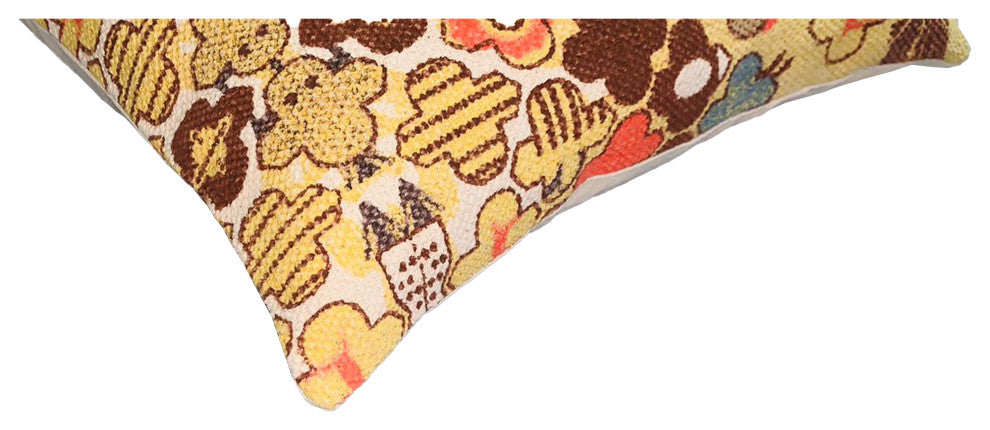 Benzara UPT-268965 Square Pillow, Quatrefoil Design, Polyester Filler Multicolor