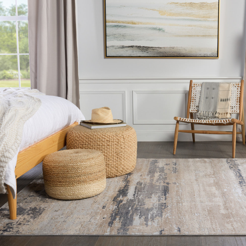 Ronan Abstract Beige/ Gray Area Rug, 6'7"x9'6"